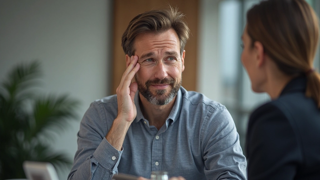 Persoon luistert intens naar collega in kantoor, volle concentratie en begrip