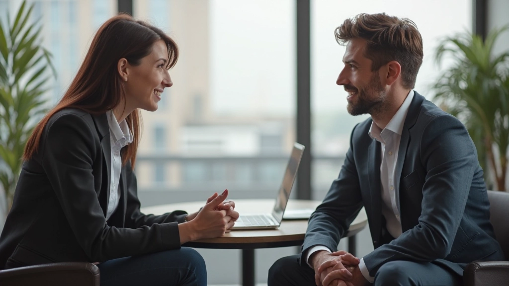 Twee personen in een openhartig gesprek, waarbij beiden luisteren en respect tonen